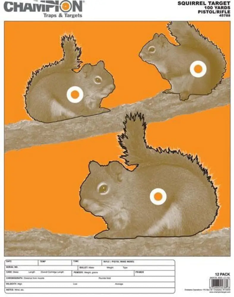 Champion Paper Targets Animal Squirrel Large 12/pack Buy at Faith and Freedom Outdoors