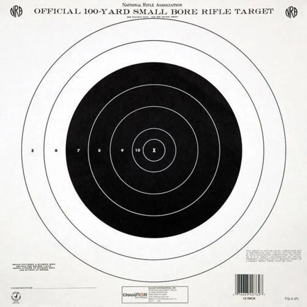 Champion Paper Targets Official Nra Gtq-4(p) 100 Yd Small Bore Rifle Single Bull 12/ct Buy at Faith and Freedom Outdoors