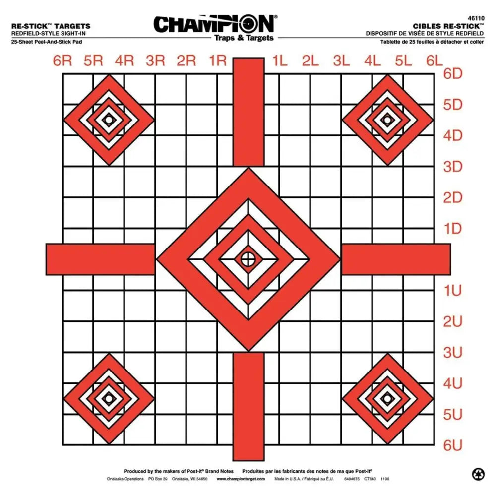 Champion Paper Targets Restick Redfield-style Precision Sight-in 16’’ x 15.75’’ 25/page Buy at Faith and Freedom