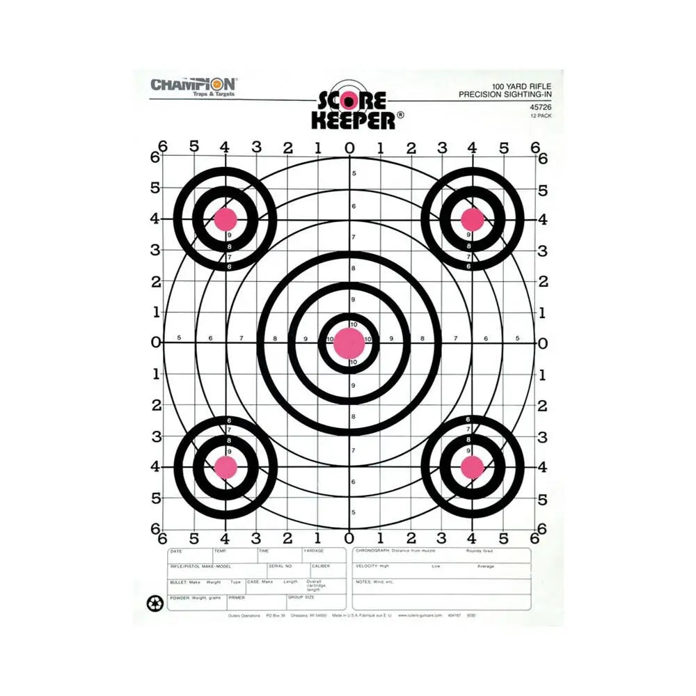 Champion Paper Targets Scorekeeper Fluorescent Orange Bull 100 Yd. Rifle Sight-in 12/ct Buy at Faith and Freedom