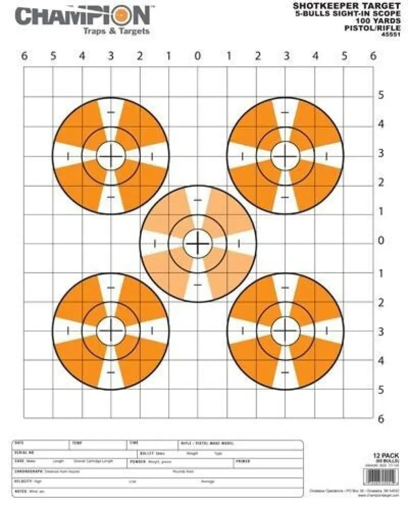 Champion Paper Targets Shotkeeper - Sight-in Large (12 Pack) Buy at Faith and Freedom Outdoors