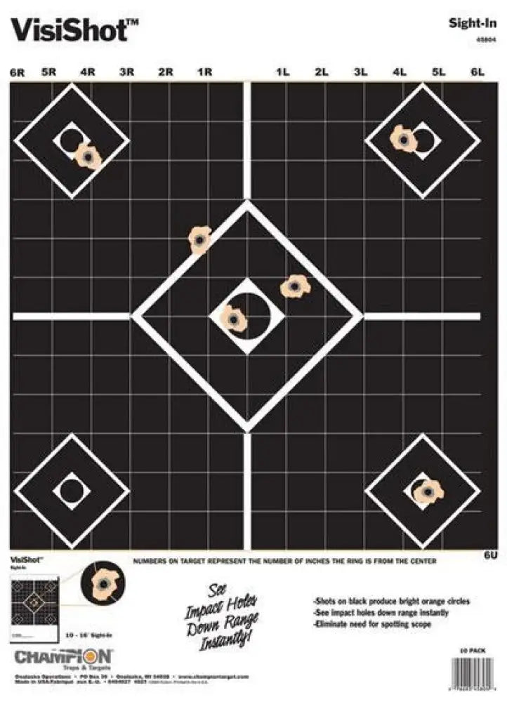Champion Paper Targets Visishot Sight-in Target - 13’’ x 18’’ 10/pack Buy at Faith and Freedom Outdoors