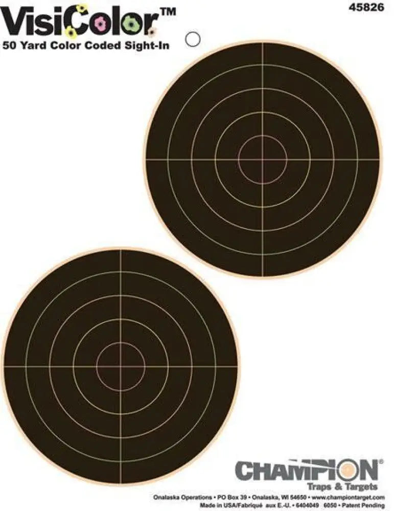 Champion Shooting|paper Targets Visicolor High-visibility Paper 5’’ Double Bull 10/pack Buy at Faith and Freedom