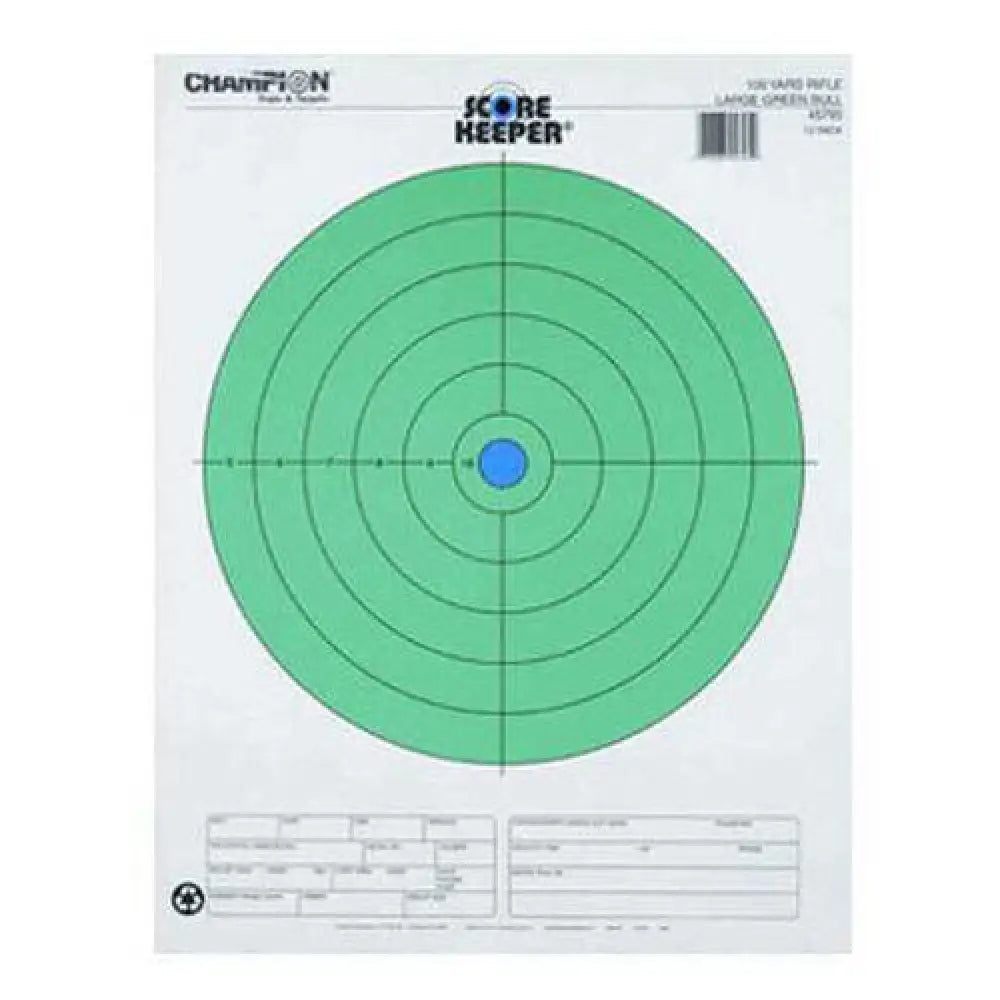 Champion Traps and Targets 100 Yard Large Green Bullseye (per 12) 45795