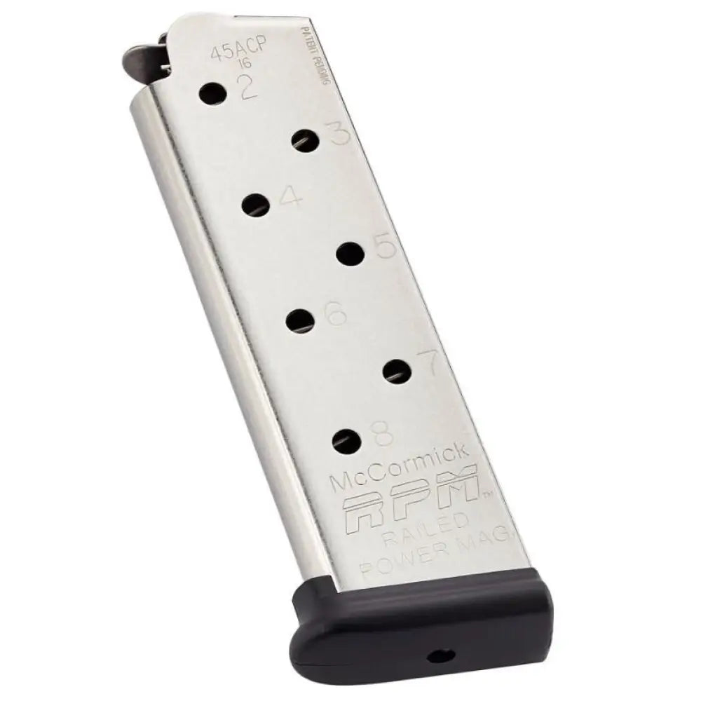 Chip Mccormick Handgun Magazines Champion Railed Power Magazine Stainless (rpm).45 Acp 8/rd Buy at Faith and Freedom
