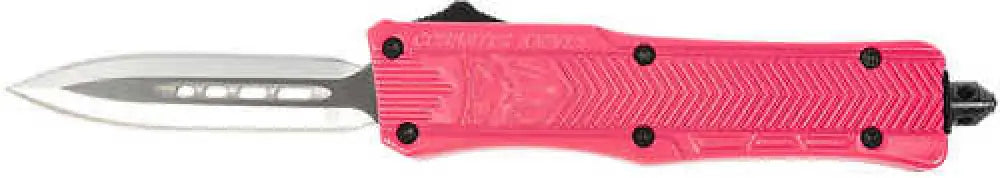 Cobra Tec Knives Ctk-1 Small Dual Action Otf Dagger Plain D2 Steel Blade Pink Aluminum Handle - Spkctk1sdagns