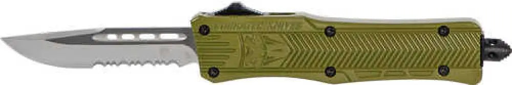 Cobra Tec Knives Llc Ctk-1 Small 2.75’’ 440c Stainless Steel Black Drop Point Serrated Od Green Zinc-aluminum