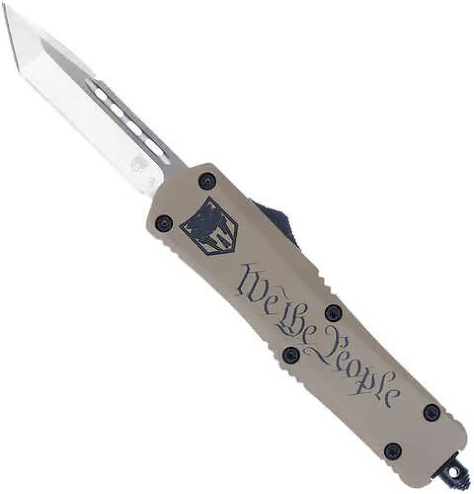Cobratec Knives we the People Medium 3’’ Otf Tanto Plain D2 Steel Blade Cerakoted Aluminum W/’we People’ - Mwtpfs-3tns