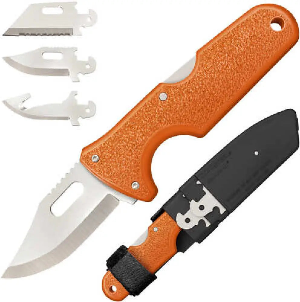 Cold Steel 40 Alz Click-n-cut Hunter 2.50’’ Fixed Bowie/gut Hook/plain/serrated Satin 420j2 Ss Blade/orange Abs Handle