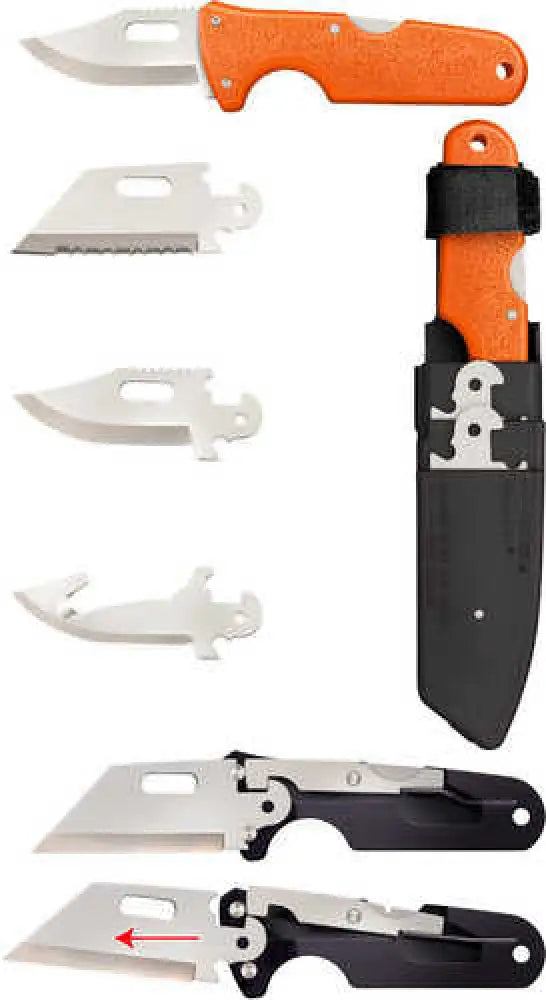Cold Steel Click-n-cut Hunter 2.50’’ Fixed Bowie/gut Hook/plain/serrated Satin 420j2 Ss Blade/orange Abs Handle