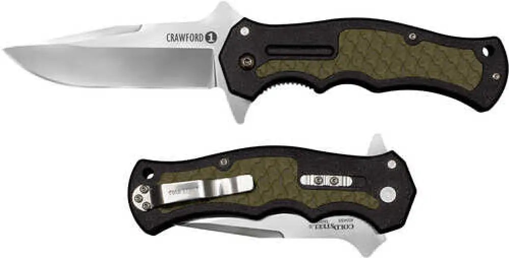 Cold Steel Cs-20mwcz Crawford Model 1 3.50’’ Folding Plain Clip Point 4034 Stainless Blade Black W/od Green - Cs-20mwcz