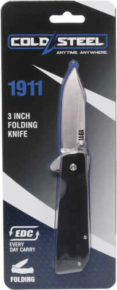 Cold Steel Cs-20npjaaz 1911 3’’ Folding Plain Clip Point 4034 Stainless Blade/ Black Textured Griv-ex Handle