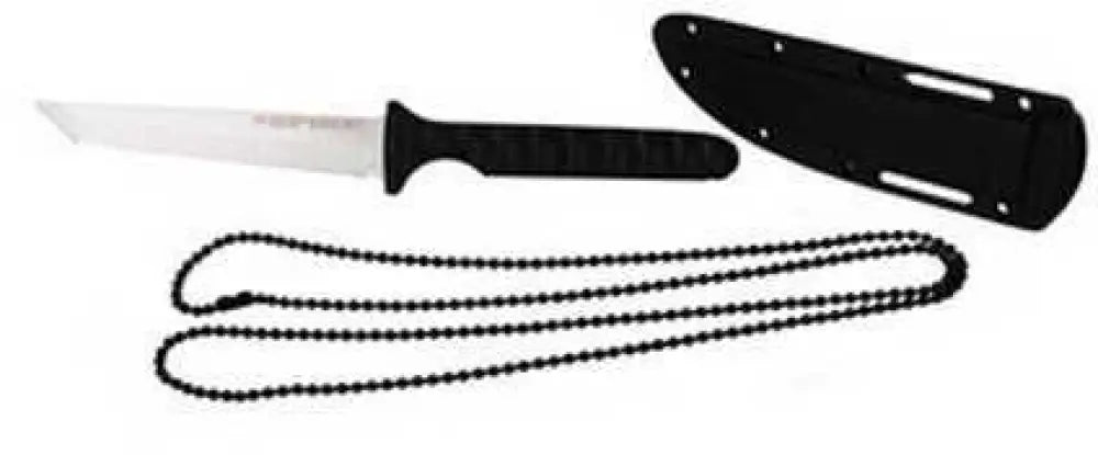 Cold Steel Cs-53nct Spike 4’’ Fixed Tanto Plain Cryo 4116 Ss Blade/black Scalloped Griv-ex Handle Includes Bead Chain