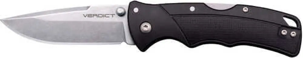 Cold Steel Csflc3spssz Verdict Edc 3’’ Tanto Plain Folding 4116 Krupp Ss Blade Black Textured Gfn Handle - Csflc3spssz