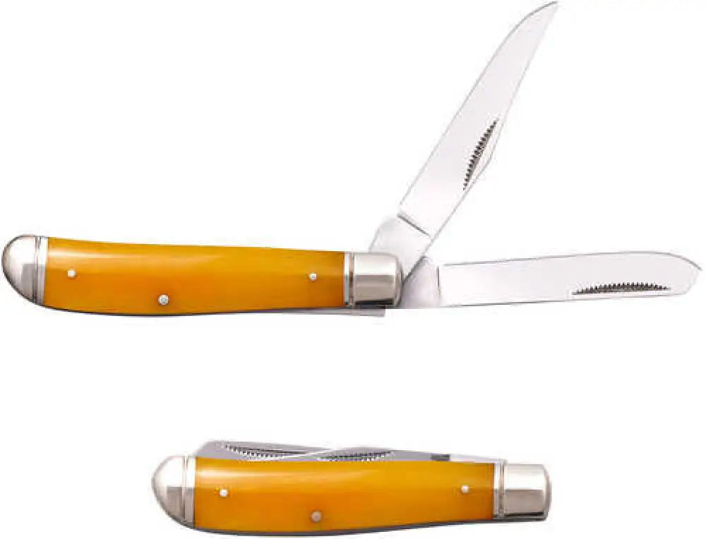 Cold Steel Csflmtrpry Trapper Mini 2.60’’/2.70’’ Folding Clip/spey Plain 3cr13mov Ss Blade/yellow W/polished Bolsters