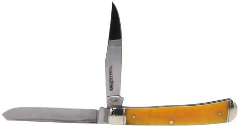 Cold Steel Csfltrpry Trapper 3’’ Folding Clip/spey Plain 8cr13mov Ss Blade/yellow W/polished Bolsters Bone Handle