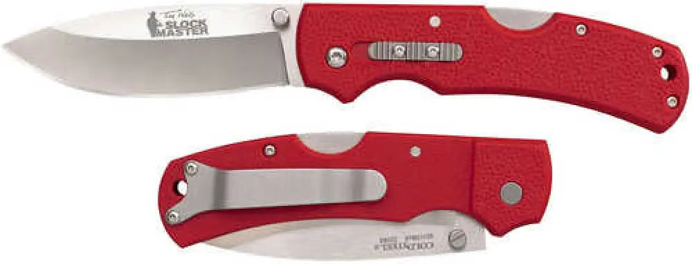 Cold Steel Double Safe Slock Master Hunter 3.50’’ Folding Drop Point Plain 8cr13mov Ss Blade/red Textured Gfn Han