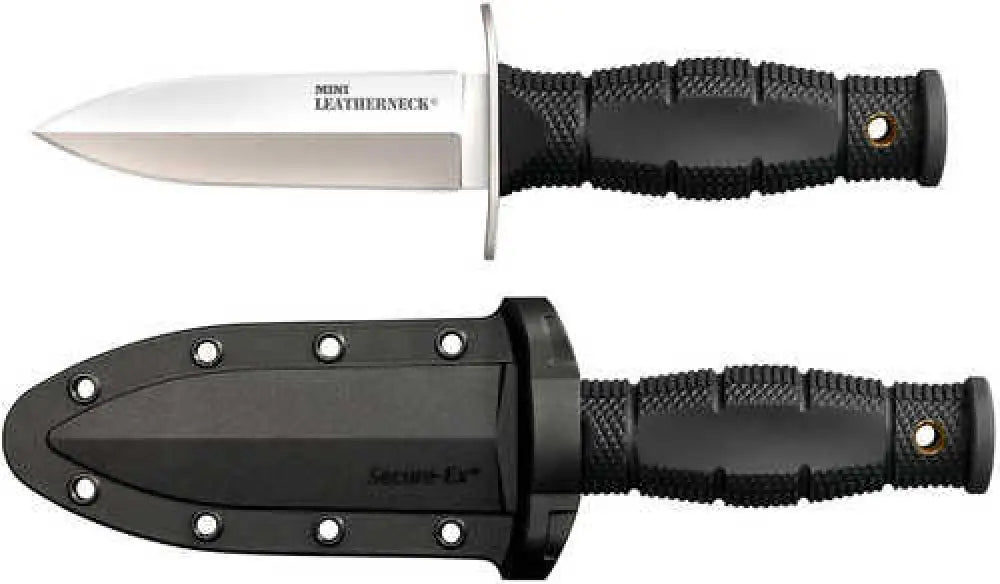 Cold Steel Leatherneck Mini Double Edge 3.50’’ Fixed Plain 8cr13mov Ss Blade/black Deep Checkered W/double Quil