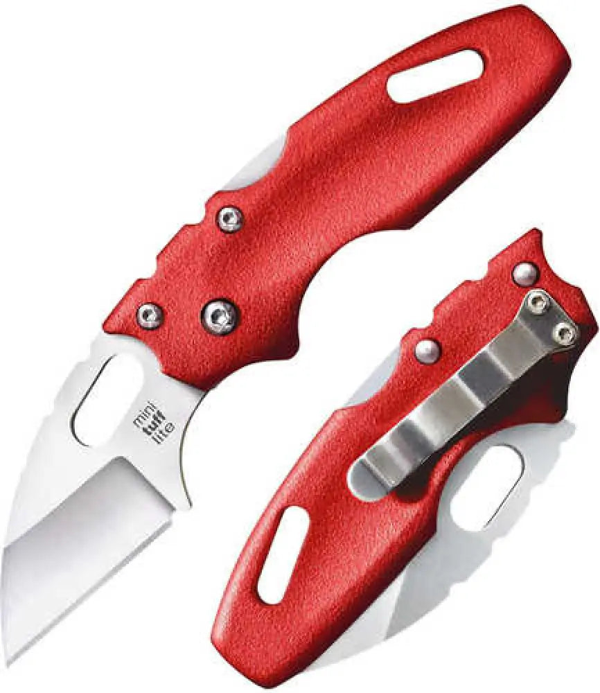 Cold Steel Mini Tuff Lite 2’’ Folding Plain 4034 Stainless Blade Griv-ex Red Handle - Cs-20mtr