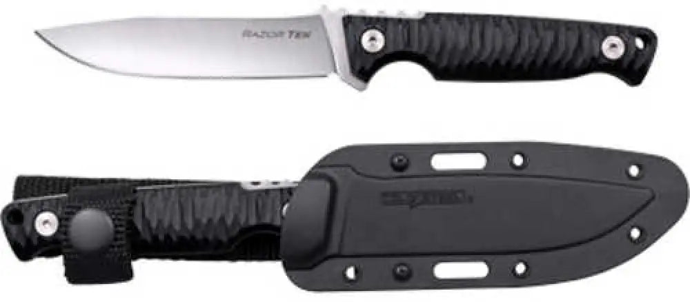 Cold Steel Razor Tek Fixed Blade Knife 4’’ Clip Point Black Gfn Handle 4116 Stainless Satin Silver Secure-ex