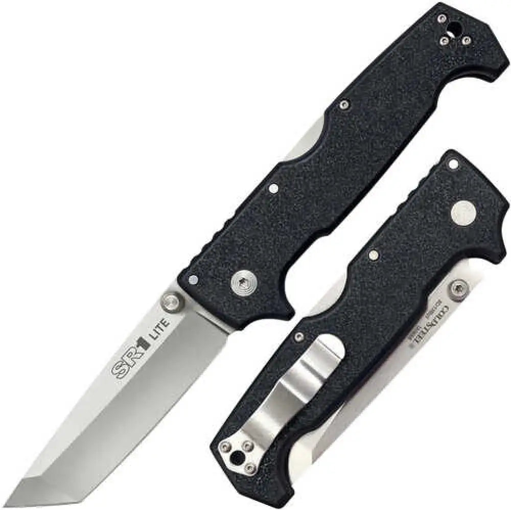 Cold Steel Sr1 4’’ Folding Tanto Plain 8cr13mov Stainless Blade Black Griv-ex Handle - Cs-62k1a