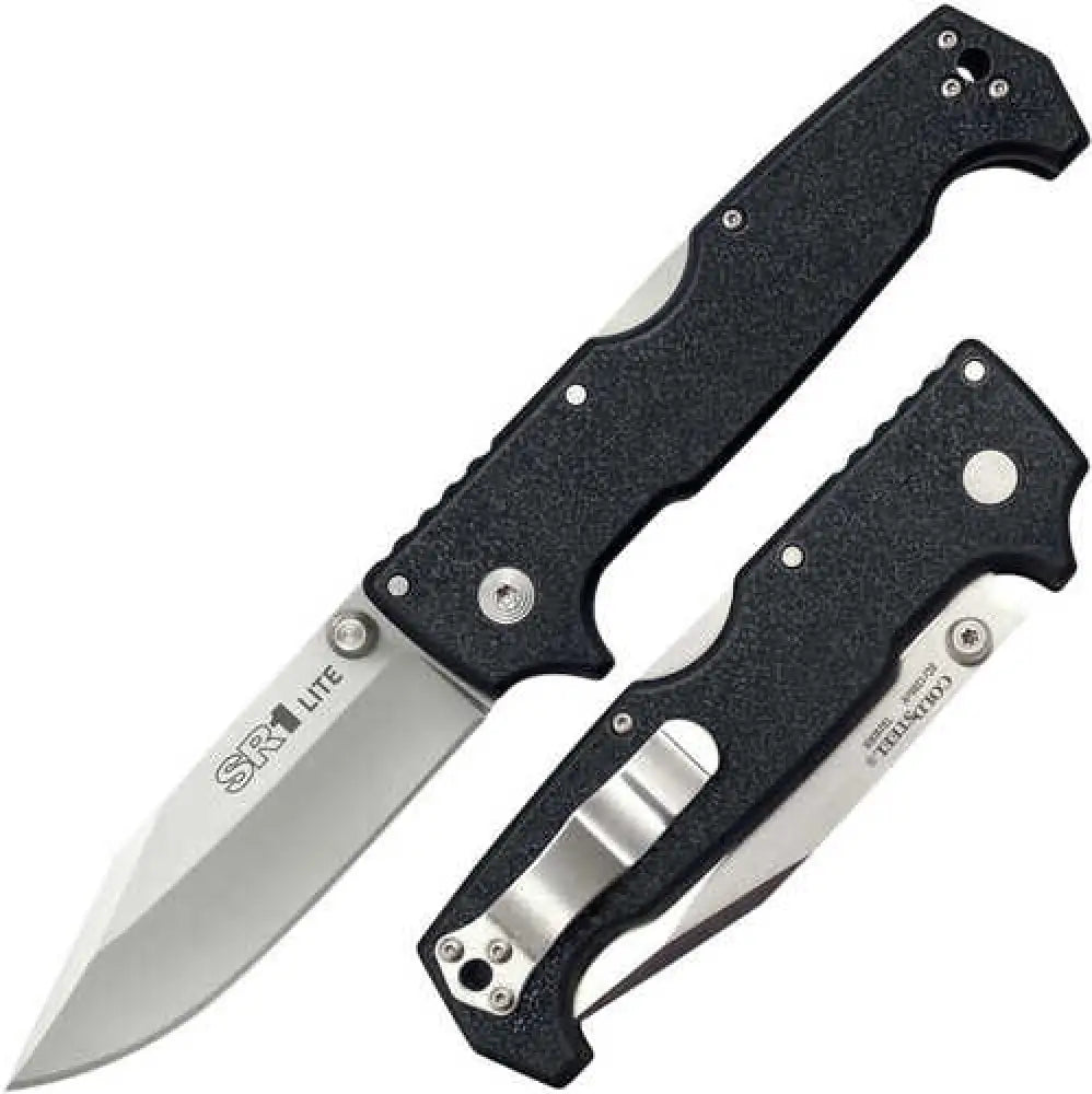 Cold Steel Sr1 Lite 4’’ Folding Clip Point Plain 8cr13mov Stainless Blade Black Griv-ex Handle - Cs-62k1
