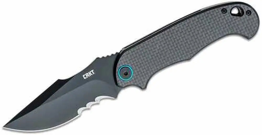 Columbia River P.s.d. 3.63’’ Folding Veff Serrated Black Carbon 1.4116 Ss Blade G10 W/carbon Fiber Layer/blue - 7920k