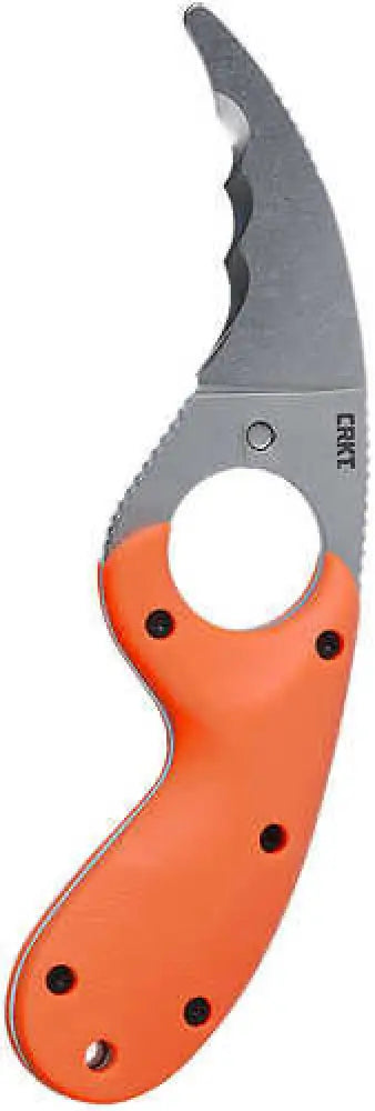 Crkt 2511er Bear Claw 2.39’’ Fixed Hawkbill Veff Serrated Stonewashed Aus-8a Ss Blade Blaze Orange Textured Grn Handle