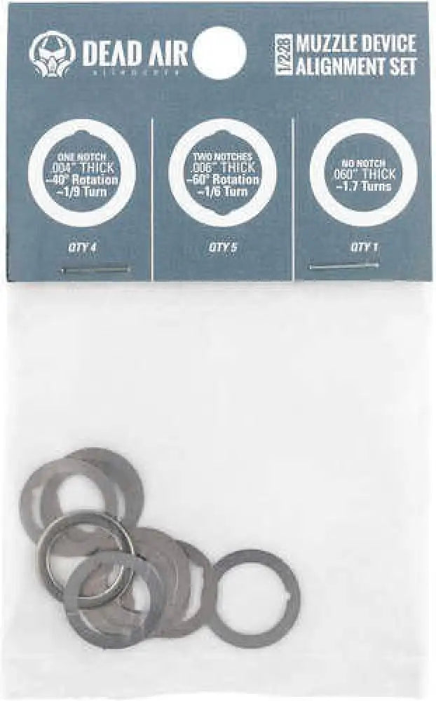 Dead Air Armament Muzzle Device Alignment Set Shim Kit 1/2x28 Matte Finish - Da001