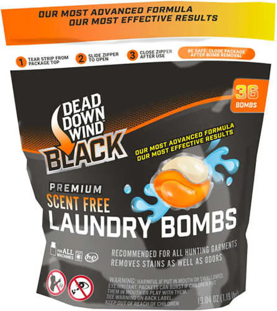 Dead Down Wind 118418 Laundry Bombs Black Premium Odor Eliminator Unscented Scent 36ct