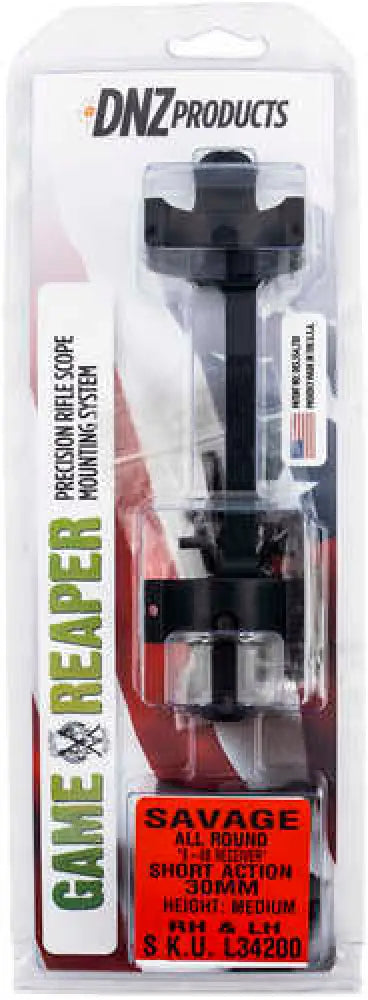 Dnz Game Reaper Scope Mount/ring Combo Matte Black Savage Round Receiver W/8-40 Screw Holes 30mm Tube Medium Rings