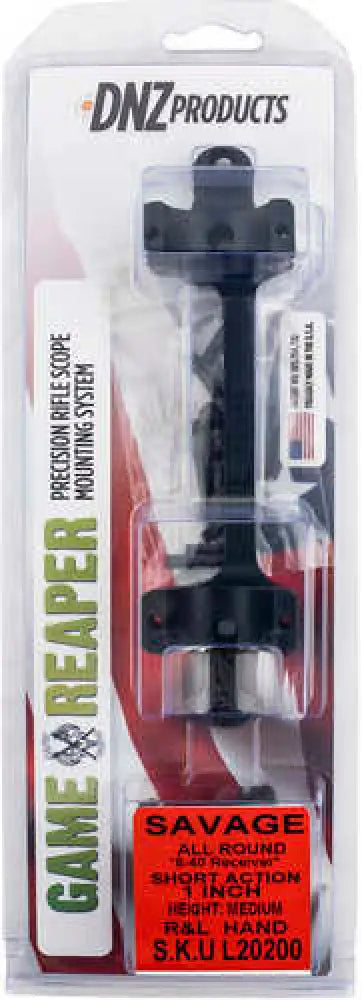 Dnz Game Reaper Scope Mount/ring Combo Matte Black Savage Round Receiver W/8-40 Screw Holes 1’’ Tube for Short Action