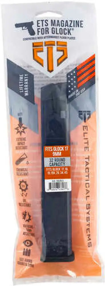 Ets Group Glk-18g2blu Pistol Mags 9mm Luger 32rd Extended for Glock G19 G26 G18 G17 G19x G34 & G45 Blue Tint