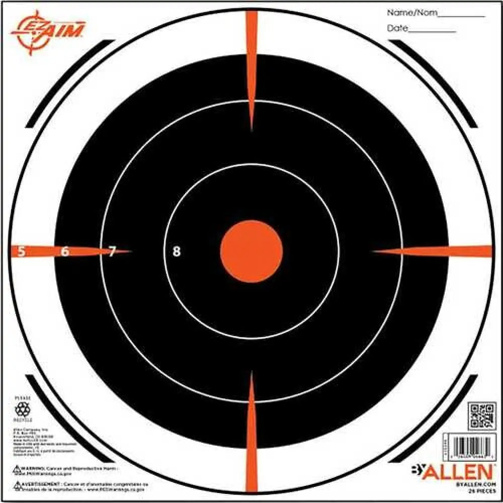 Ezaim 8in. Bullseye Paper Target 26 Pk. Model: 15246