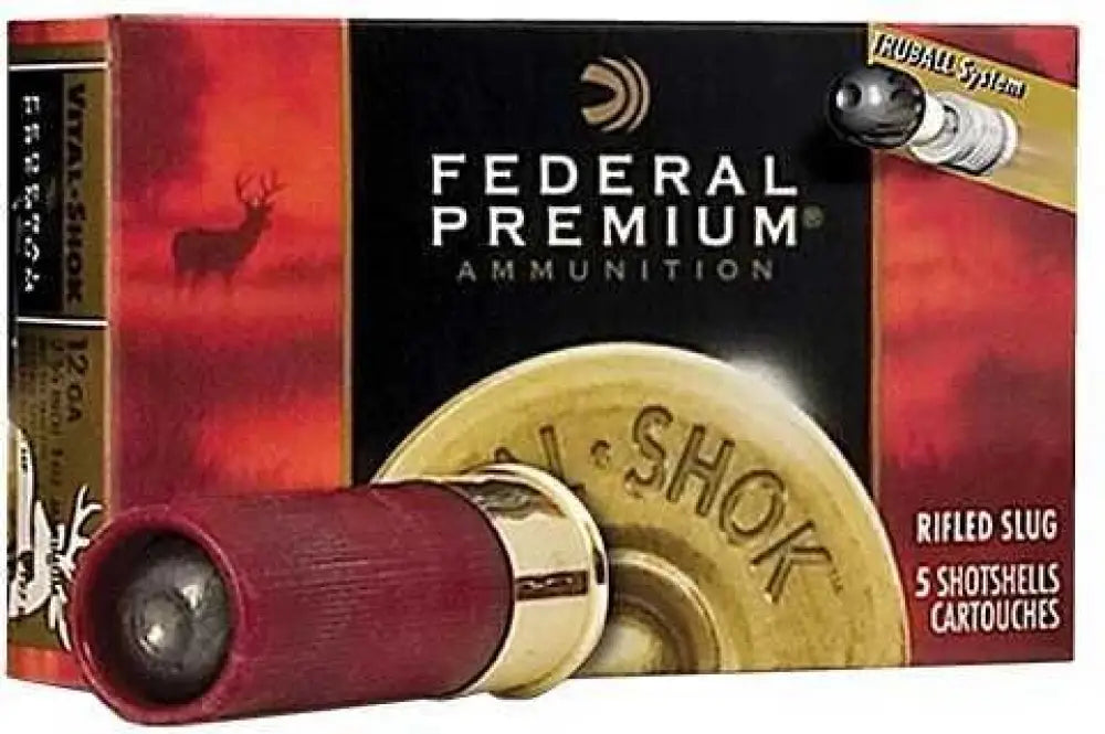 Federal 12 Gauge Rifled Slug 3 Inch 1 Oz 5 Rounds Ammo Case - Shotgun