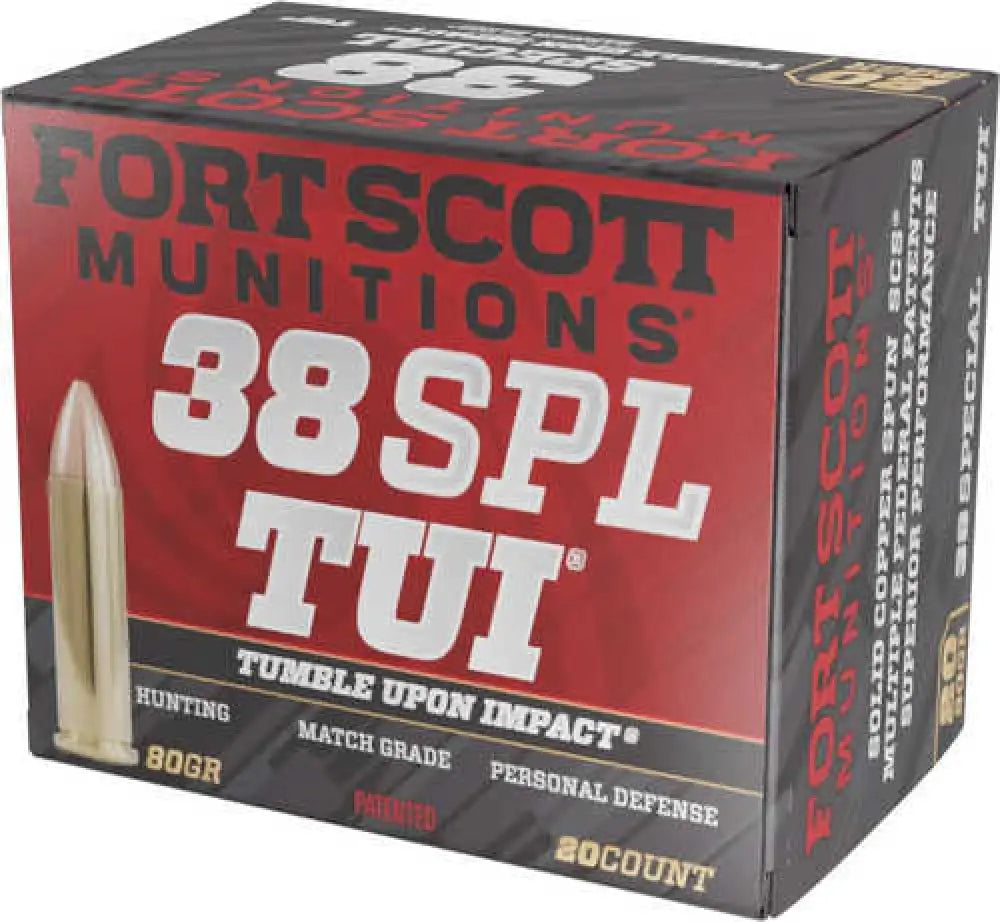 Fort Scott Munitions Pistol Ammo.38 Special 80 Grain – Match Grade Solid Copper Tui Design - 38 / Handgun