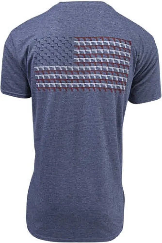 Glock American Flag Heather Navy 3xl Short Sleeve Shirt - Aa75160