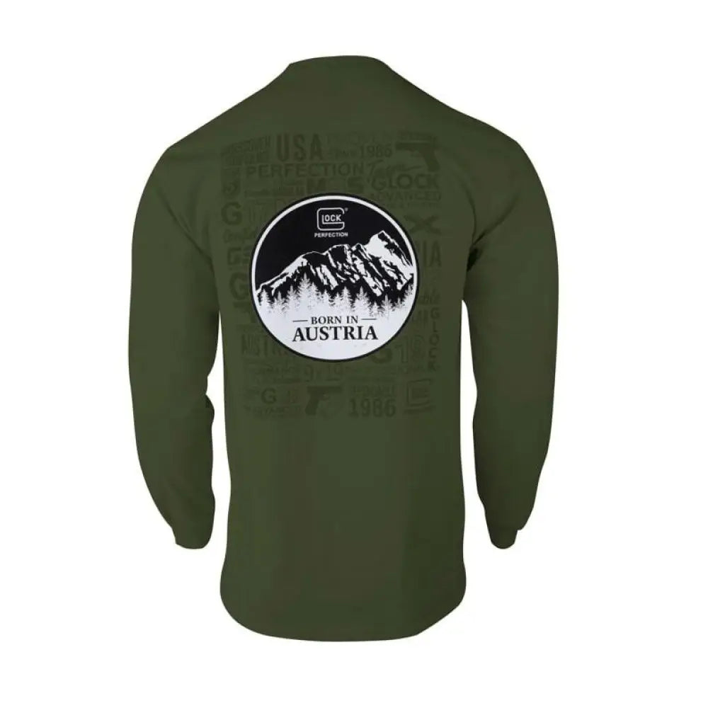 Glock Long Sleeve Shirts Born in Austria Shirt Military Green 3xl Buy at Faith and Freedom Outdoors