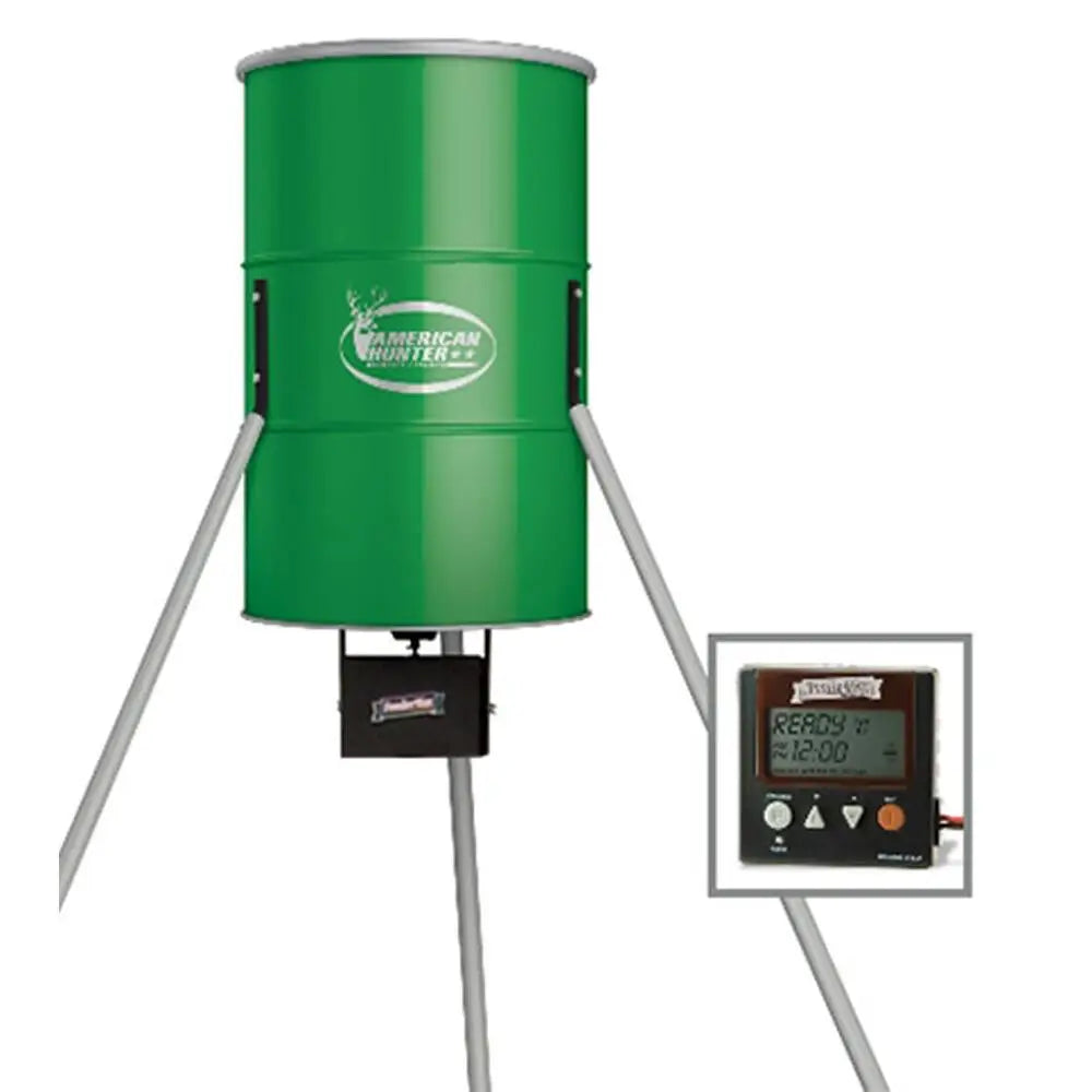 Gsm Feeders American Hunter Tripod Feeder 350 Lb with Digital Timer Buy at Faith and Freedom Outdoors