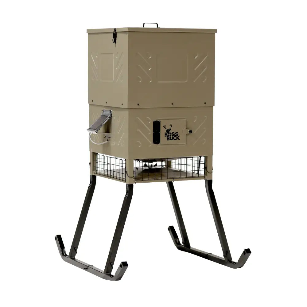 Gsm Feeders Boss Buck Fill Sled Feeder with Diverter Plate and Solar Panel 600lb Buy at Faith and Freedom Outdoors