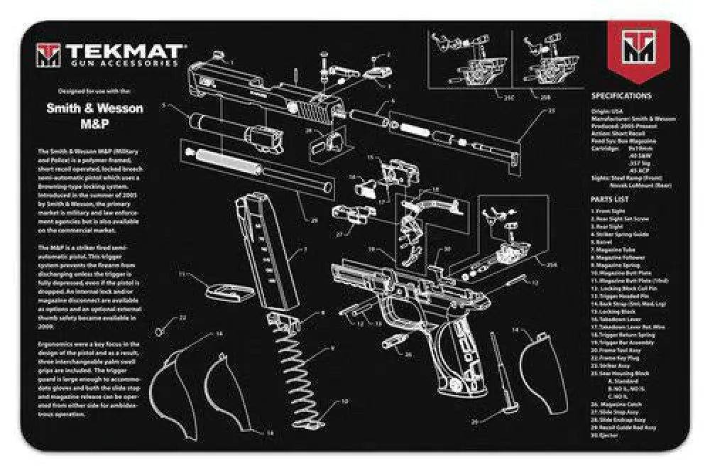 Gsm Gun Cleaning Mats Tekmat 11x17 Mat- Smith & Wesson M&p Buy at Faith and Freedom Outdoors