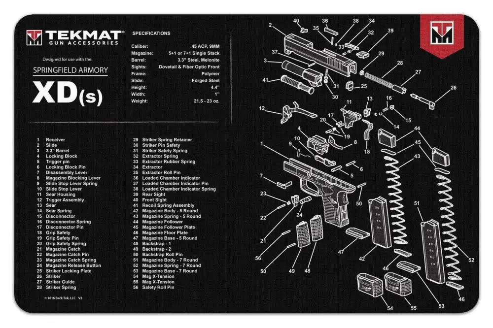 Gsm Gun Cleaning Mats Tekmat 11x17 Mat- Springfield Armory Xd-s Buy at Faith and Freedom Outdoors