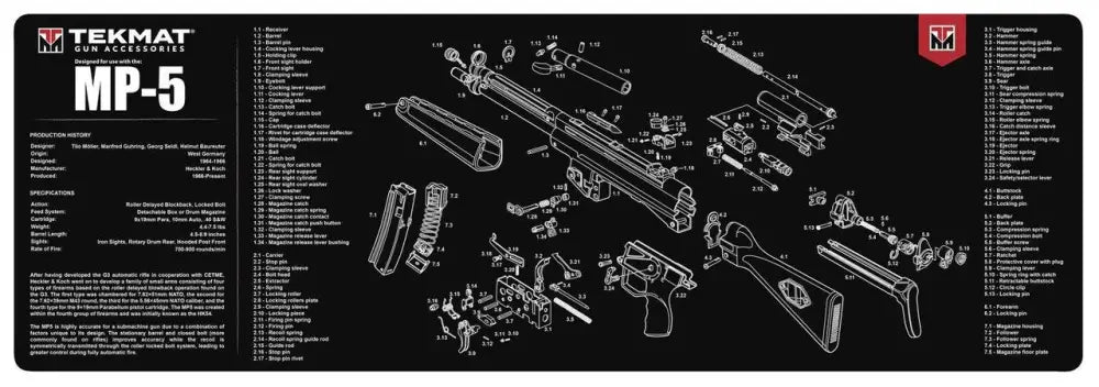 Gsm Gun Cleaning Mats Tekmat 12x36 Mat - Heckler & Koch Mp5 Buy at Faith and Freedom Outdoors
