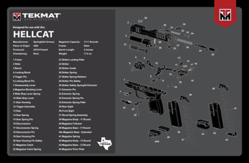 Gsm Gun Cleaning Mats Tekmat Ultra 20 Mat Springfield Hellcat Buy at Faith and Freedom Outdoors