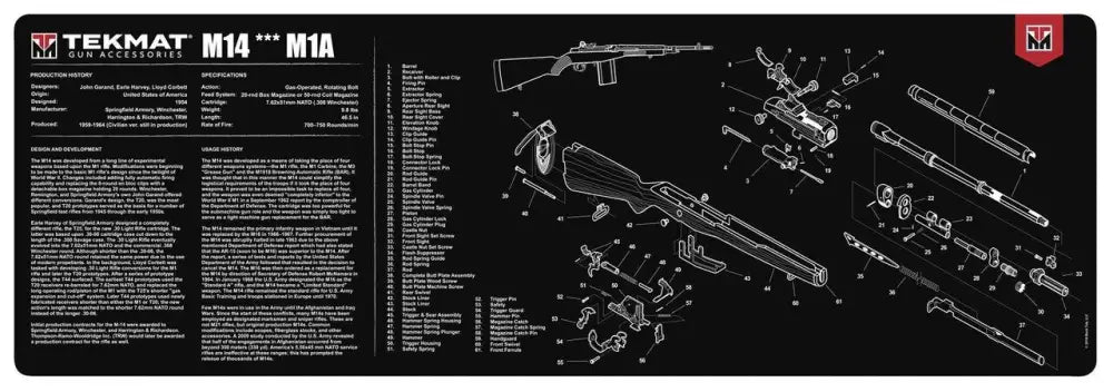 Gsm Shooting|gun Cleaning Mats Tekmat 12x36 Gun Mat - M14 (m1a) Buy at Faith and Freedom Outdoors