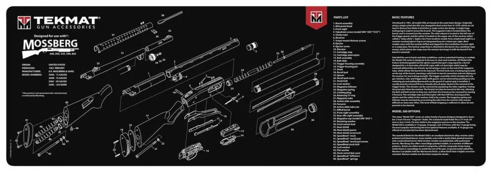 Gsm Shooting|gun Cleaning Mats Tekmat 12x36 Gun Mat - Mossberg Shotgun Buy at Faith and Freedom Outdoors