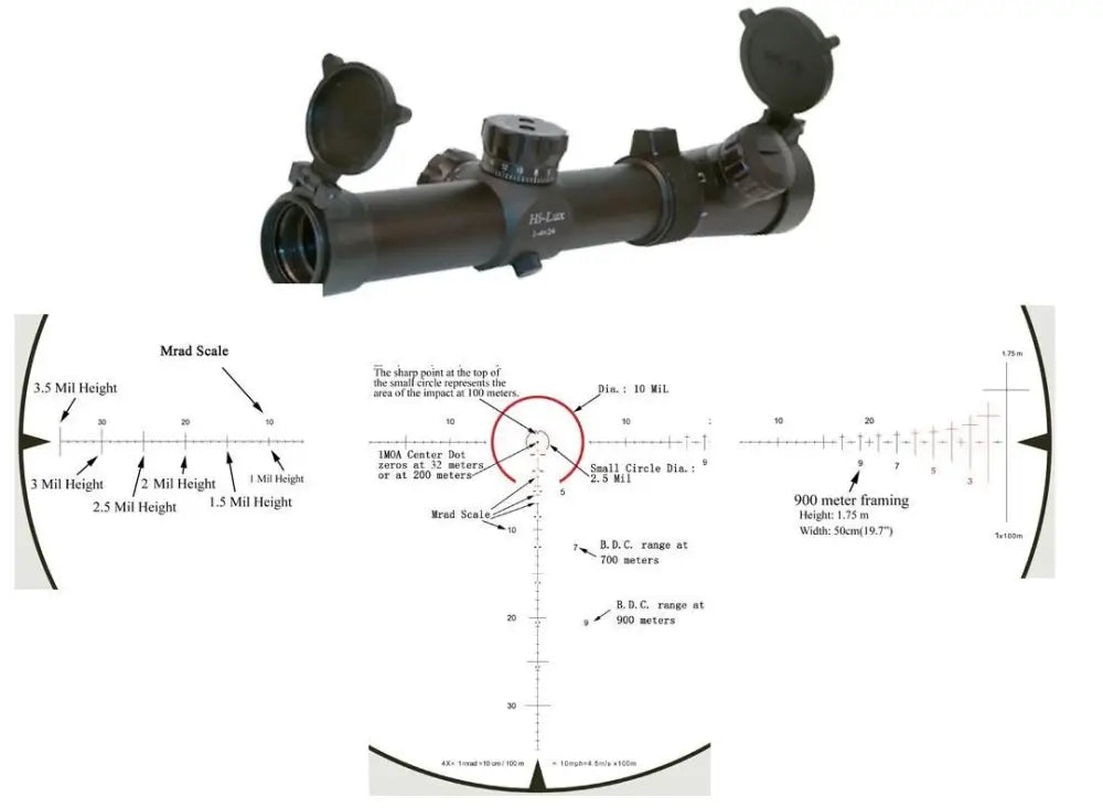 Hi-lux Centerfire Scopes Leatherwood Cmr-ak Series Rifle Scope - 1-4x24mm Illum. Red Cmr Matte Buy at Faith and Freedom
