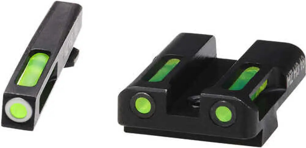 Hiviz Gln329 Litewave H3 Front and Rear Sight for Glock 45acp/10mm Green W/white Outline Black