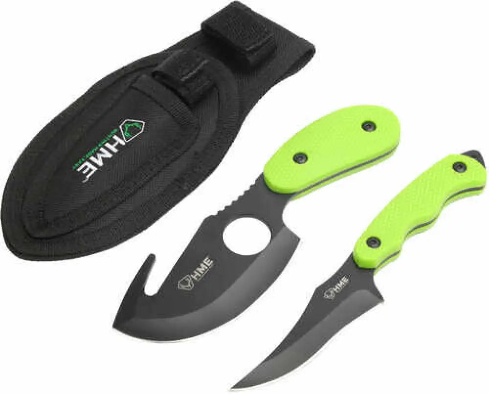 Hme Skinning Kit 2 Piece 3.50’’ 420hc Stainless Steel Black Oxide Skinner W/gut Hook Thermoplastic Rubber Gr