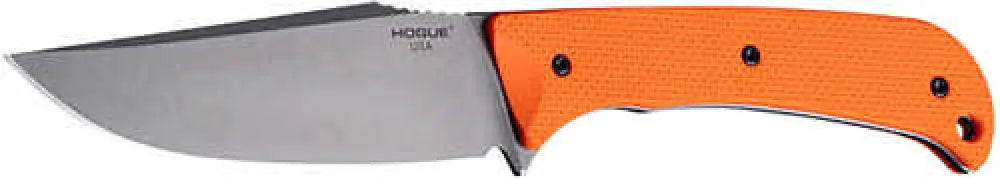 Hogue 35850 Extrak Xl 3.90’’ Fixed Clip Point Plain Stone Tumbled Cpm M4 Tool Steel Blade Blaze Orange Textured G10 Scal